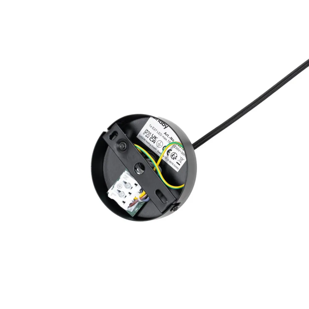 Lindby Pendellamper > -pendel Yaelle, Ø 40 cm, rattan, sort, E27
