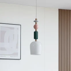 Lindby Pendellamper > -pendel Ysoria, grå/pink/grøn, keramik, Ø 16 cm