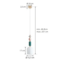 Lindby Pendellamper > -pendel Ysoria, grå/pink/grøn, keramik, Ø 16 cm
