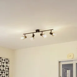 Gang|Loftlamper ^ Lindby Pendura loftlampe, 4 lyskilder, sort, glas