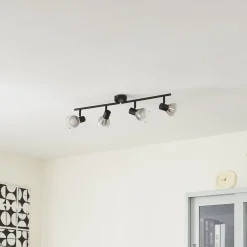 Gang|Loftlamper ^ Lindby Pendura loftlampe, 4 lyskilder, sort, glas