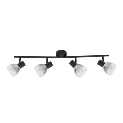 Gang|Loftlamper ^ Lindby Pendura loftlampe, 4 lyskilder, sort, glas