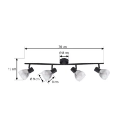 Gang|Loftlamper ^ Lindby Pendura loftlampe, 4 lyskilder, sort, glas