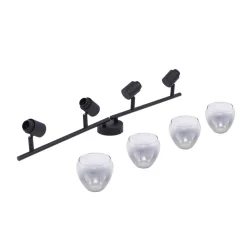 Gang|Loftlamper ^ Lindby Pendura loftlampe, 4 lyskilder, sort, glas