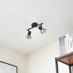Lindby Spotlights > Pendura loftlampe, 2 lyskilder, sort, glas