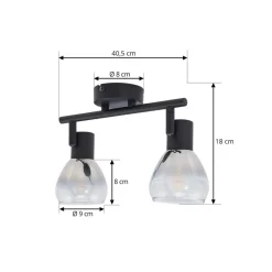 Lindby Spotlights > Pendura loftlampe, 2 lyskilder, sort, glas