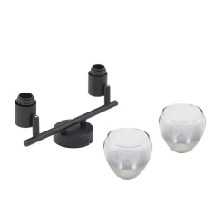 Lindby Spotlights > Pendura loftlampe, 2 lyskilder, sort, glas