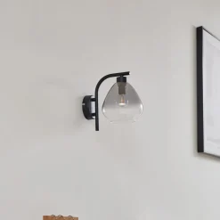 Væglamper ^ Lindby Pendura væglampe, Ø 15 cm, sort, glas