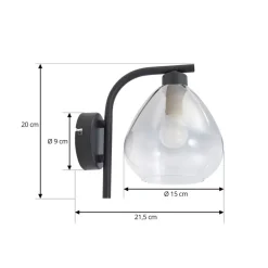 Væglamper ^ Lindby Pendura væglampe, Ø 15 cm, sort, glas