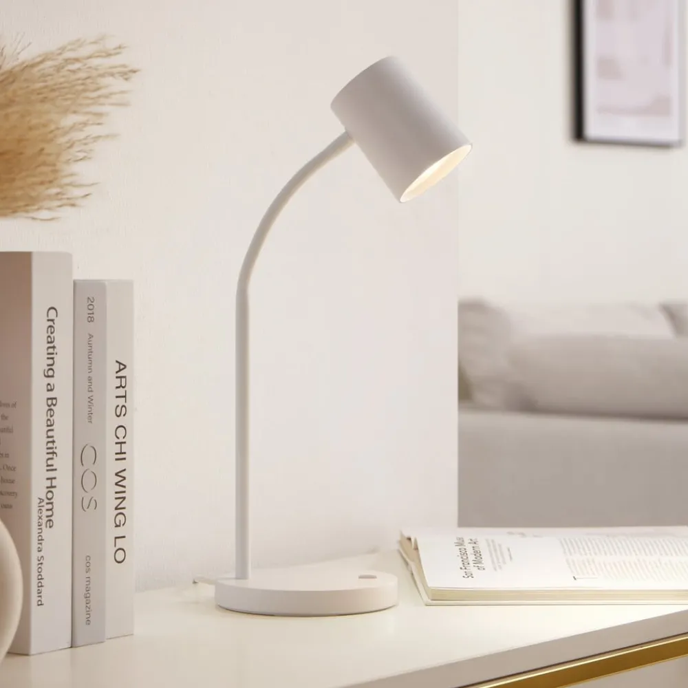 Lindby Bordlamper > Radka bordlampe, hvid, plast, GU10, fleksibel arm