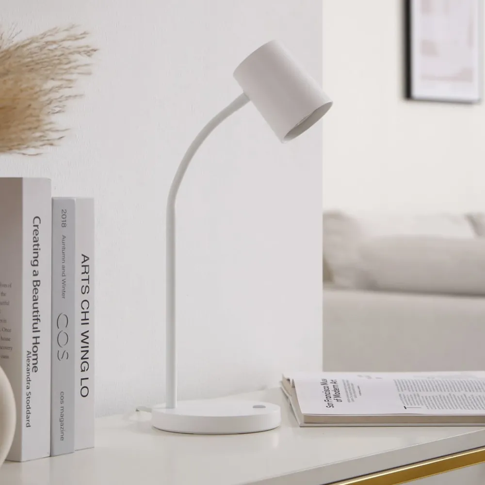 Lindby Bordlamper > Radka bordlampe, hvid, plast, GU10, fleksibel arm