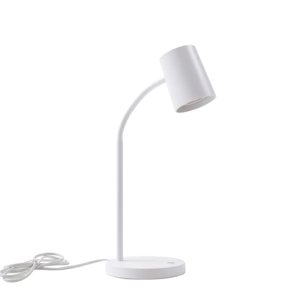 Lindby Bordlamper > Radka bordlampe, hvid, plast, GU10, fleksibel arm
