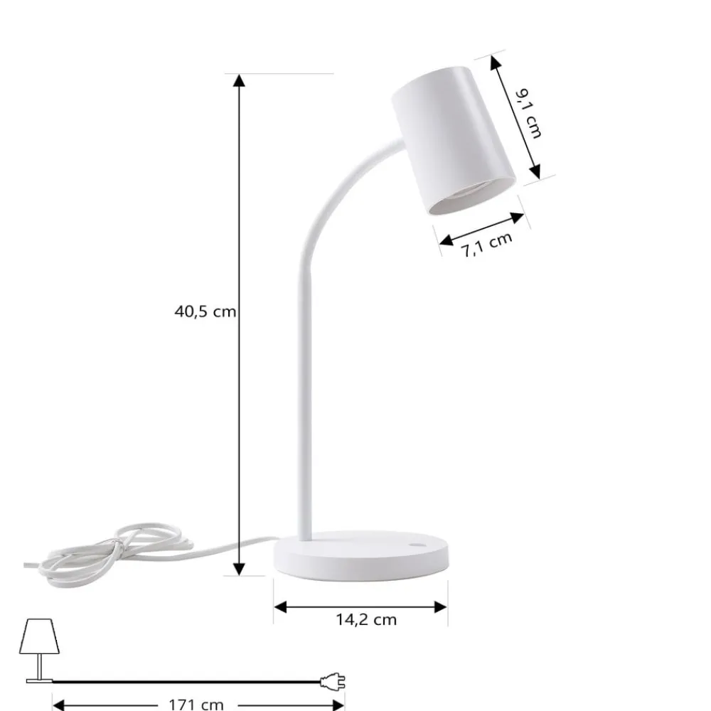 Lindby Bordlamper > Radka bordlampe, hvid, plast, GU10, fleksibel arm