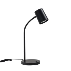Lindby Arbejdsrum/Kontor|Bordlamper > Radka bordlampe, sort, plast, fleksibel arm