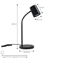 Lindby Arbejdsrum/Kontor|Bordlamper > Radka bordlampe, sort, plast, fleksibel arm