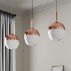 Lindby Pendellamper|Pendellamper > Rangina pendellampe, 100 cm, kobber, 3 lyskilder, glas