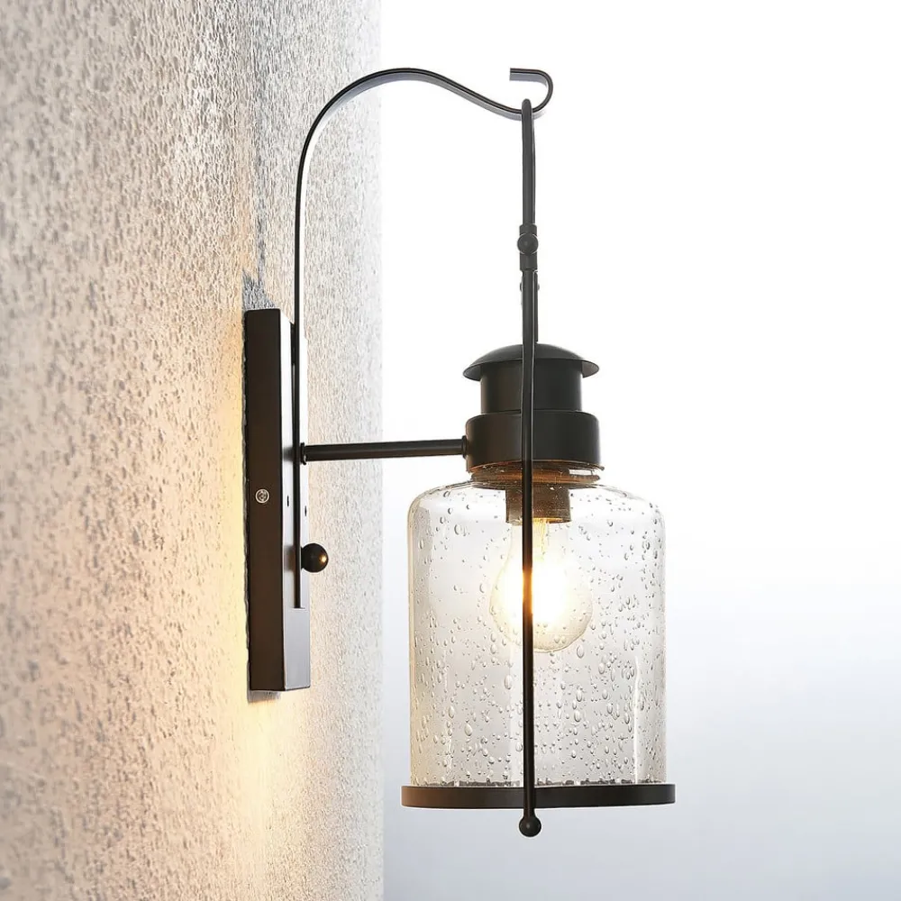 Væglamper|Væglamper ^ Lindby Rozalie væglampe, sort, metal, lygte, 44cm