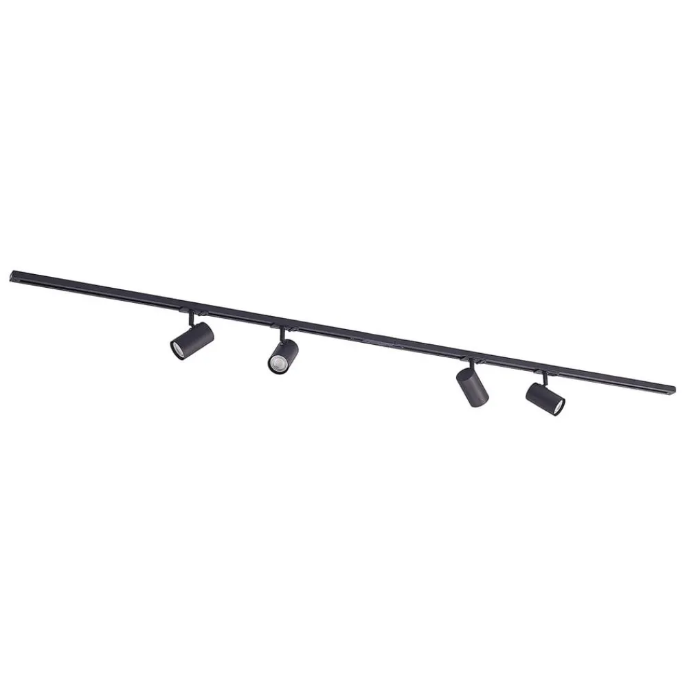 Lindby Arbejdsrum/Kontor|Pendellamper > skinnesystem Linaro, GU10, 4 lyskilder, sort, Ø 6 cm