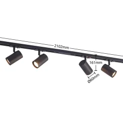 Lindby Arbejdsrum/Kontor|Pendellamper > skinnesystem Linaro, GU10, 4 lyskilder, sort, Ø 6 cm
