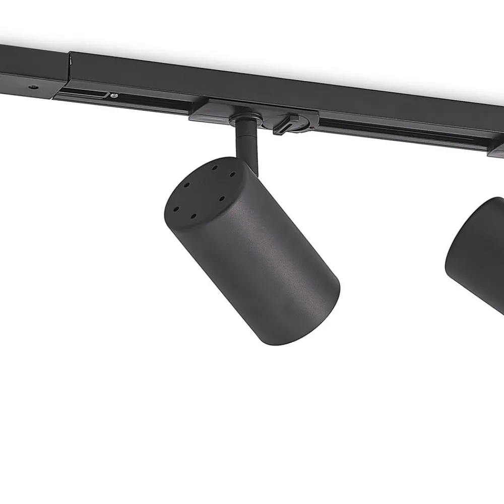 Lindby Arbejdsrum/Kontor|Pendellamper > skinnesystem Linaro, GU10, 4 lyskilder, sort, Ø 6 cm