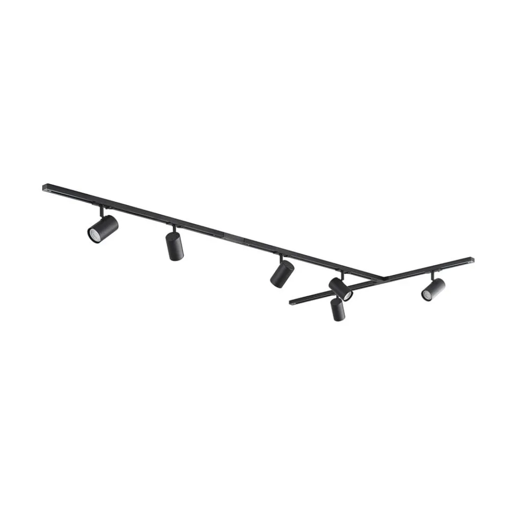 Lindby Arbejdsrum/Kontor|Skinnesystem > skinnesystem Linaro, GU10, 6 lyskilder, sort, T-form