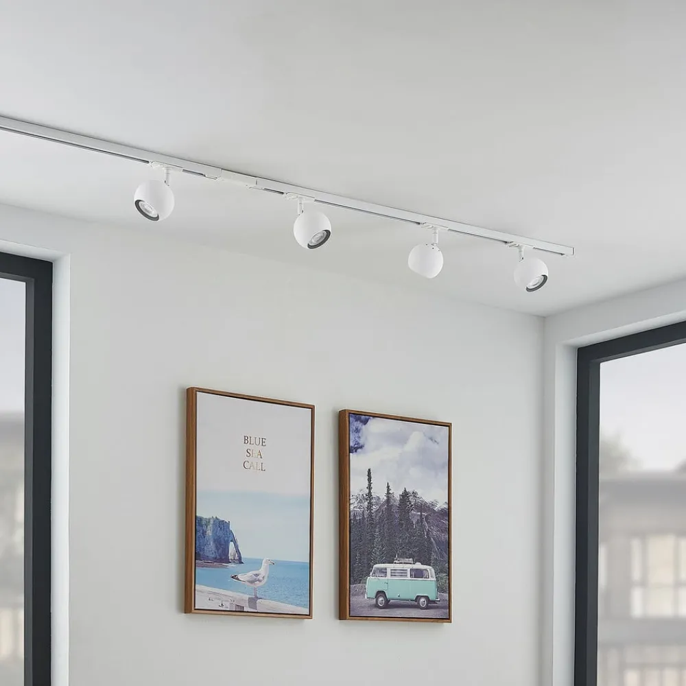 Lindby Skinnesystem > skinnesystem Linaro, GU10, 4 lyskilder, hvid, Ø 9 cm