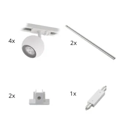 Lindby Skinnesystem > skinnesystem Linaro, GU10, 4 lyskilder, hvid, Ø 9 cm