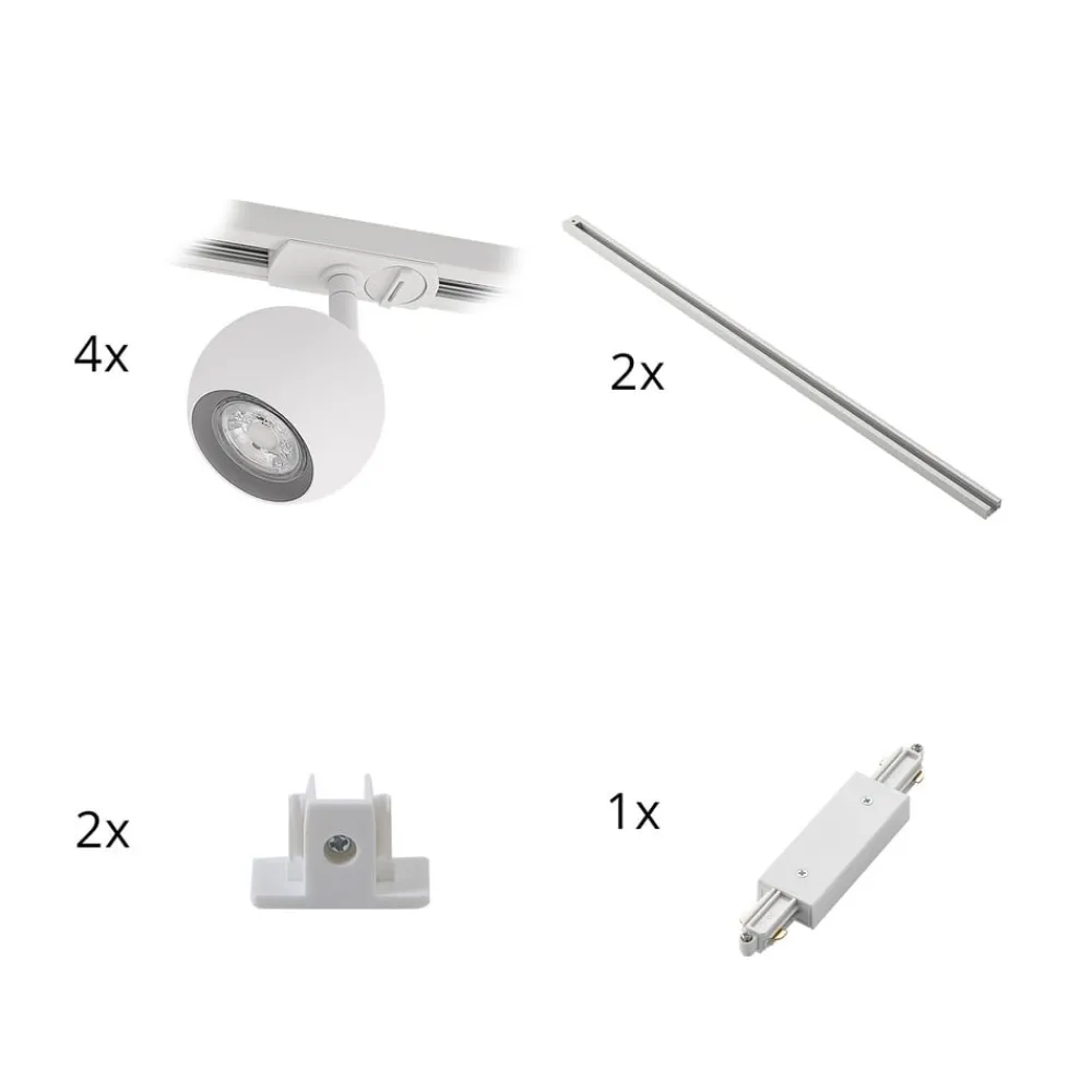Lindby Skinnesystem > skinnesystem Linaro, GU10, 4 lyskilder, hvid, Ø 9 cm