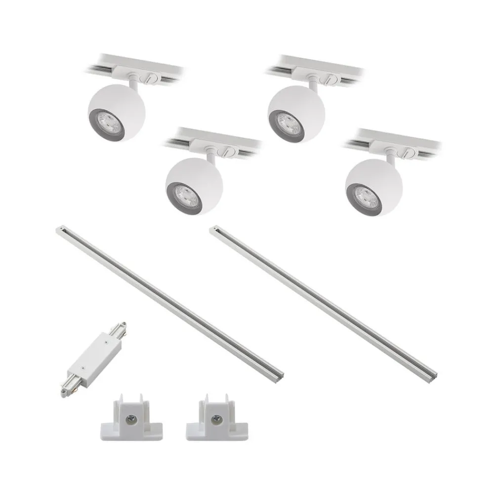 Lindby Skinnesystem > skinnesystem Linaro, GU10, 4 lyskilder, hvid, Ø 9 cm