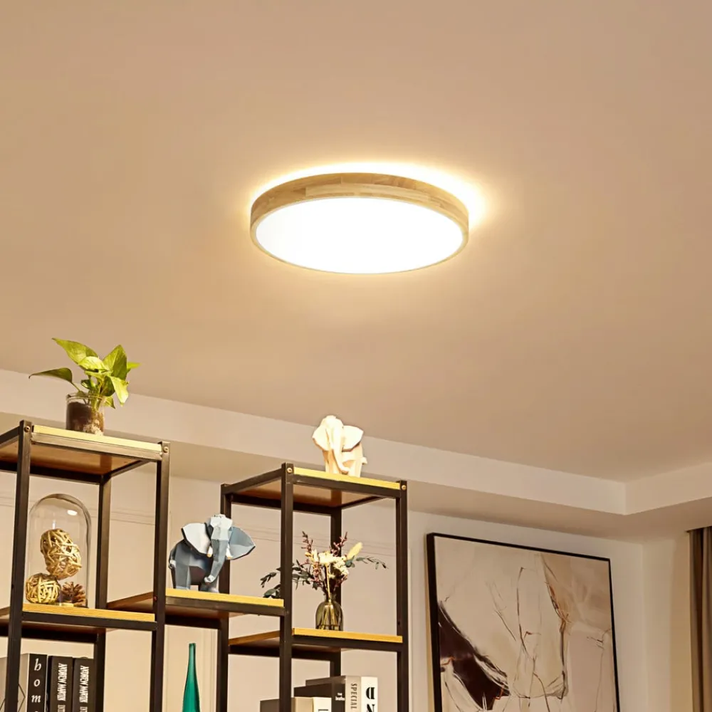 Gang|Loftlamper ^ Lindby Smart LED-loftlampe Innes træ Ø39cm RGB CCT Tuya