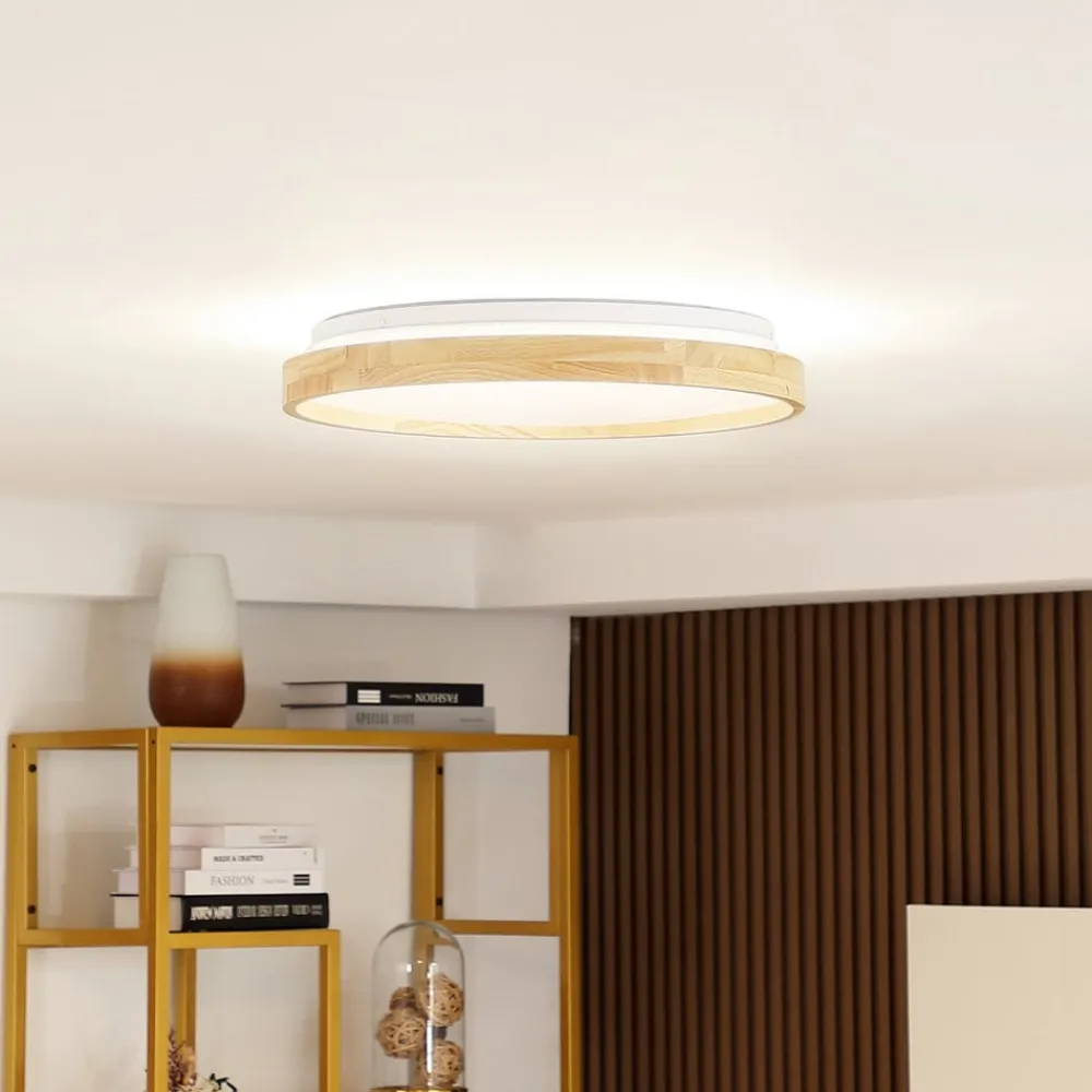 Lindby Loftlamper > Smart LED-loftslampe Mirren træ Ø49,5 cm CCT Tuya