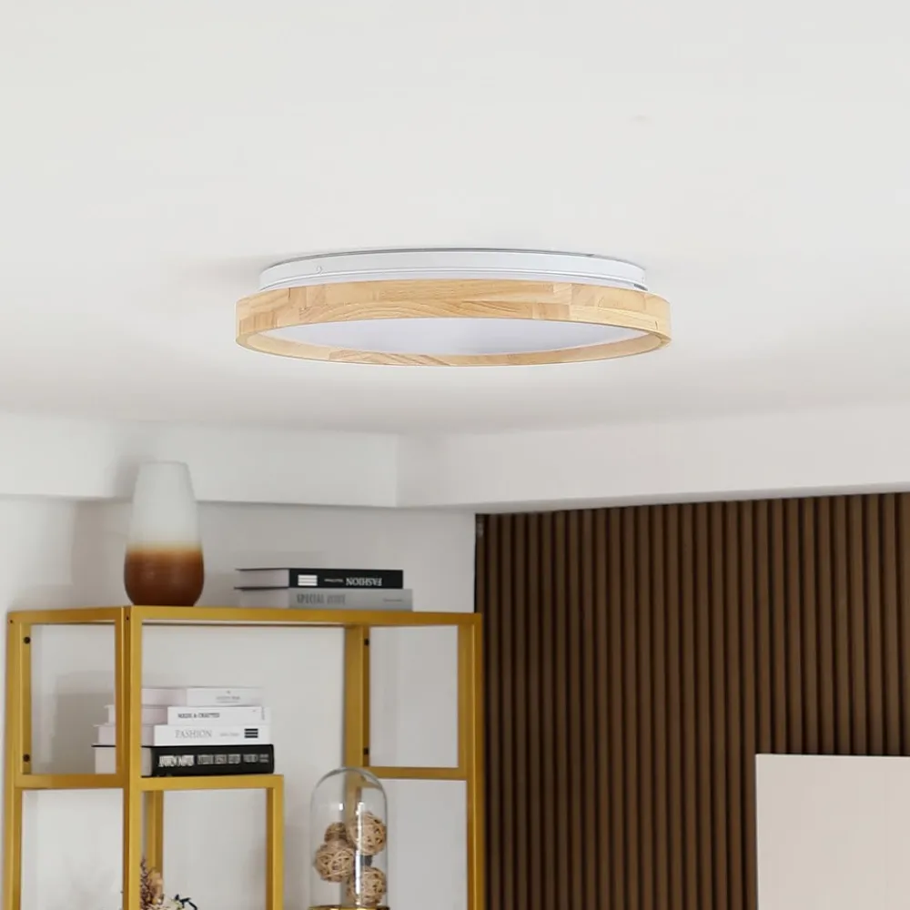 Lindby Loftlamper > Smart LED-loftslampe Mirren træ Ø49,5 cm CCT Tuya