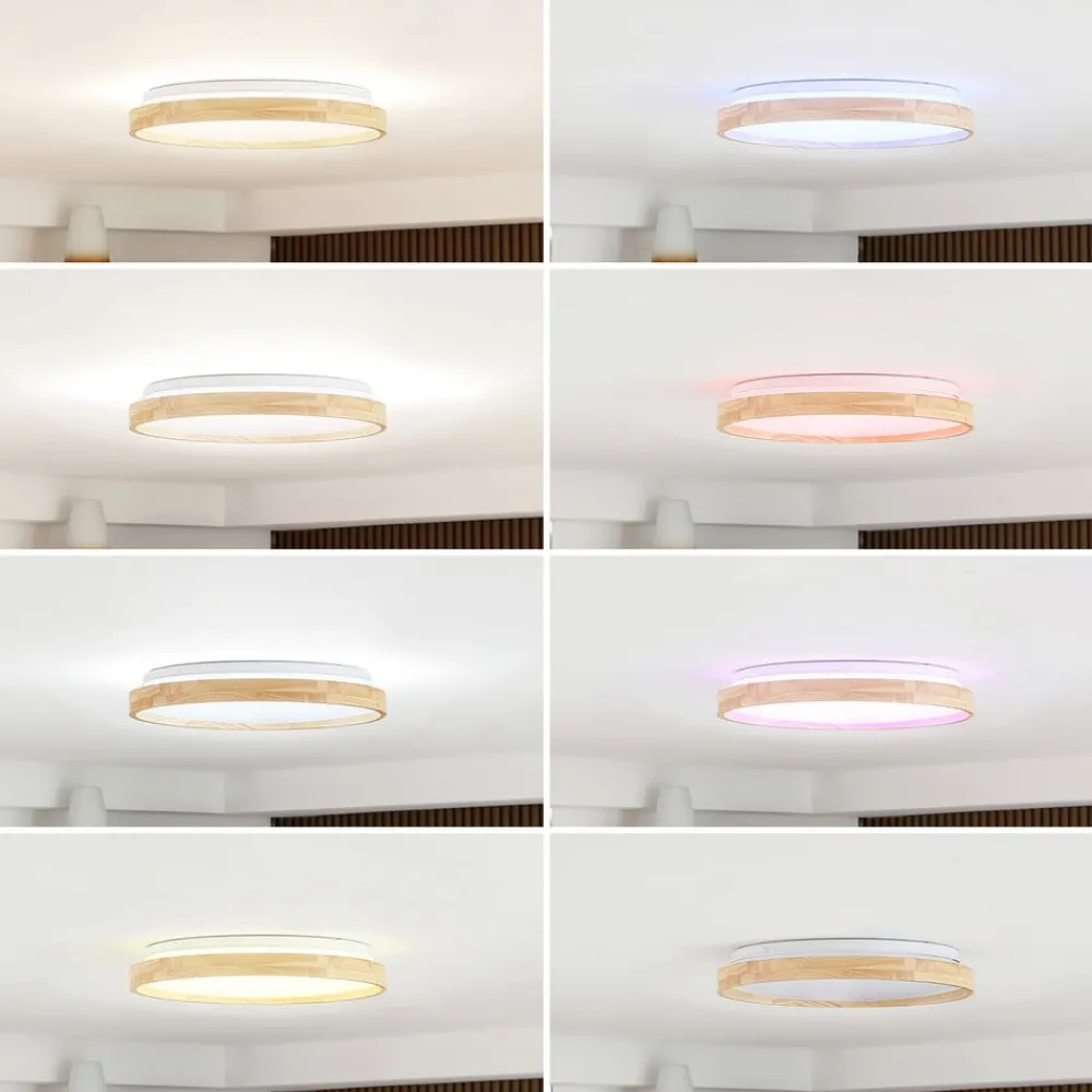 Lindby Loftlamper > Smart LED-loftslampe Mirren træ Ø49,5 cm CCT Tuya