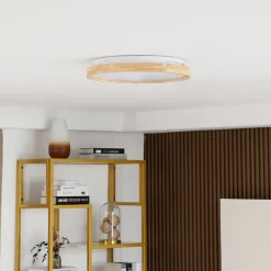 Lindby Loftlamper|Loftlamper > Smart LED-loftslampe Mirren træ Ø39,5 cm CCT Tuya