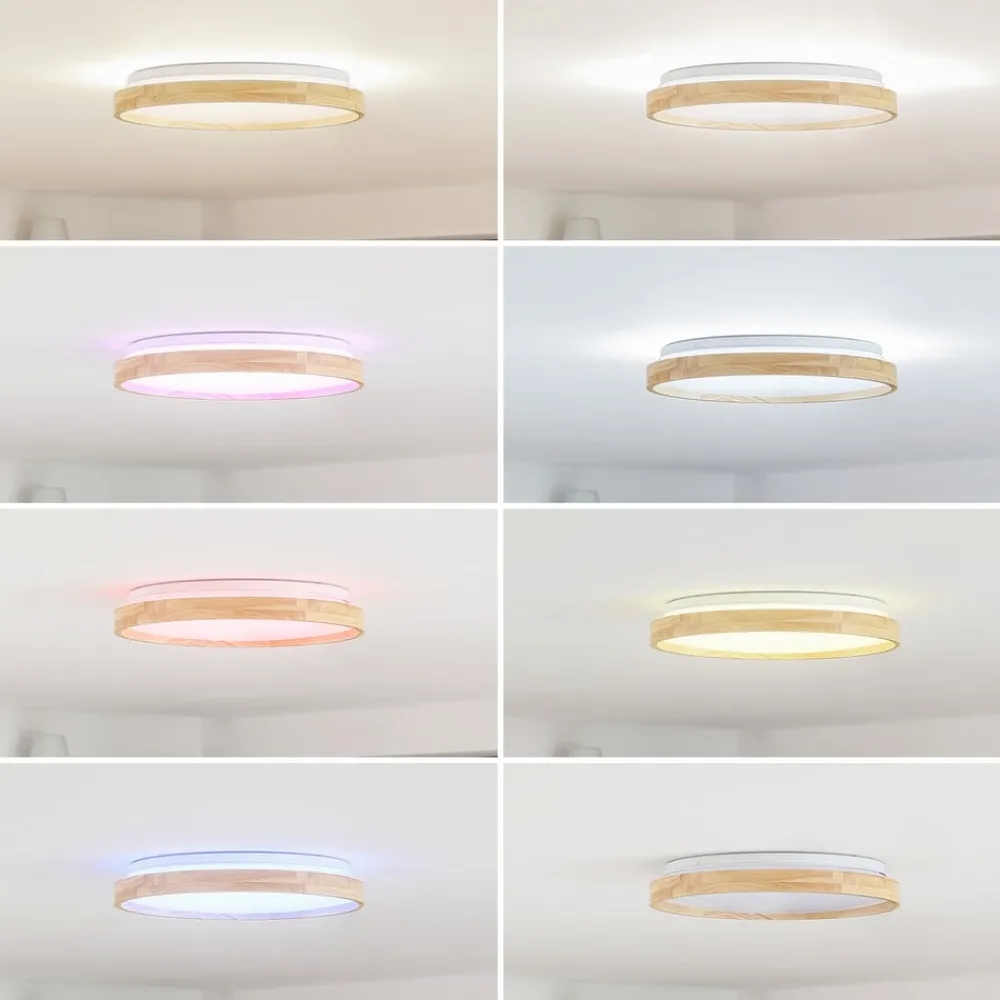 Lindby Loftlamper|Loftlamper > Smart LED-loftslampe Mirren træ Ø39,5 cm CCT Tuya
