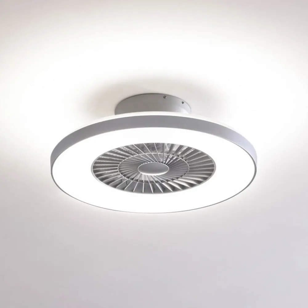 Lindby Loftventilatorer > Smart LED-loftventilator Paavo, sølv, lydløs, Tuya
