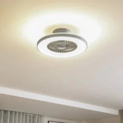 Lindby Loftventilatorer > Smart LED-loftventilator Paavo, sølv, lydløs, Tuya