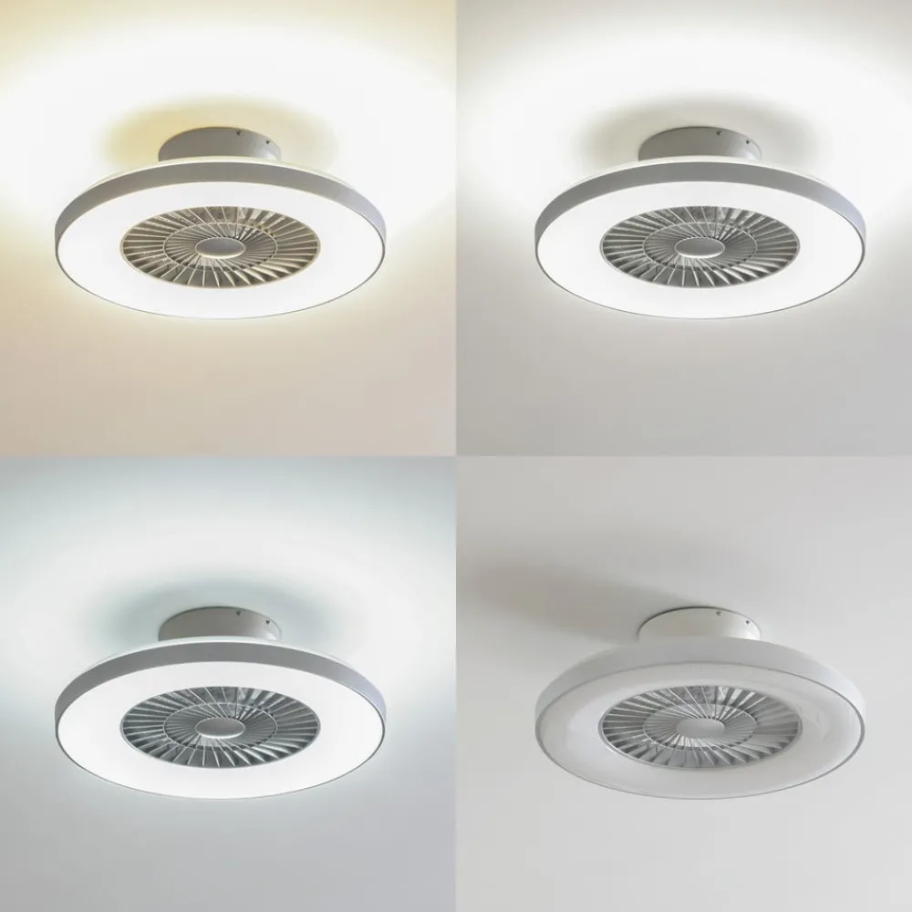 Lindby Loftventilatorer > Smart LED-loftventilator Paavo, sølv, lydløs, Tuya