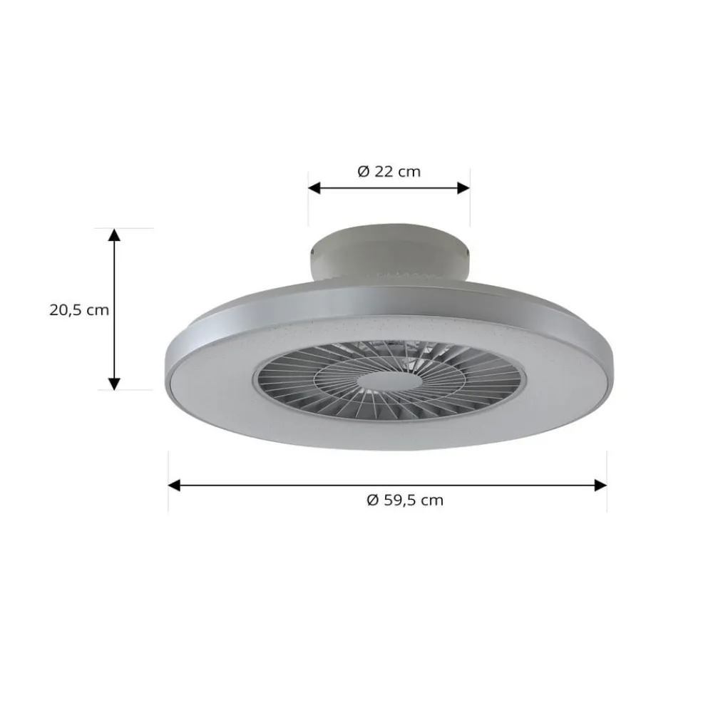 Lindby Loftventilatorer > Smart LED-loftventilator Paavo, sølv, lydløs, Tuya