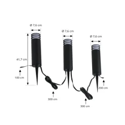 Lindby Terrassebelysning|Sokkellamper > Smart LED-sokkellampe Kaelo, CCT, RGB, Tuya, 3 enheder