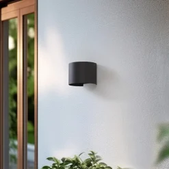 Lindby Væglamper|Terrassebelysning > Smart LED udendørs væglampe Dara grå rund CCT RGB Tuya
