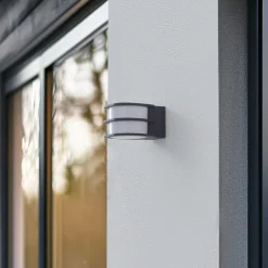 Lindby Væglamper > Smart LED udendørs væglampe Fyra, rund, CCT, RGB, Tuya