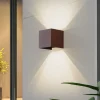 Lindby Terrassebelysning|Væglamper > Smart LED udendørs væglampe Dara rust kantet CCT RGB Tuya