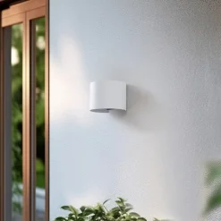 Lindby Terrassebelysning|Væglamper > Smart LED udendørs væglampe Dara hvid rund CCT RGB Tuya