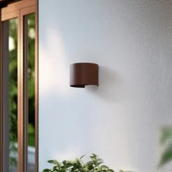 Terrassebelysning|Væglamper ^ Lindby Smart LED udendørs væglampe Dara rust rund CCT RGB Tuya