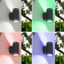 Lindby Solcellelamper|Terrassebelysning > Smart udendørs LED-væglampe Valtin CCT RGB Tuya IP54