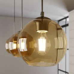 Lindby Pendellamper|Pendellamper > Sofian hængelampe, ravfarvet, glas, 100 cm, 3 lyskilder.
