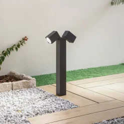 Lindby Terrassebelysning|Sokkellamper > sokkellampe Othil, 2 lyskilder, 50 cm, antracit, metal