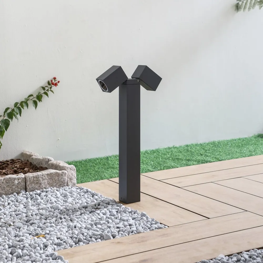 Lindby Terrassebelysning|Sokkellamper > sokkellampe Othil, 2 lyskilder, 50 cm, antracit, metal