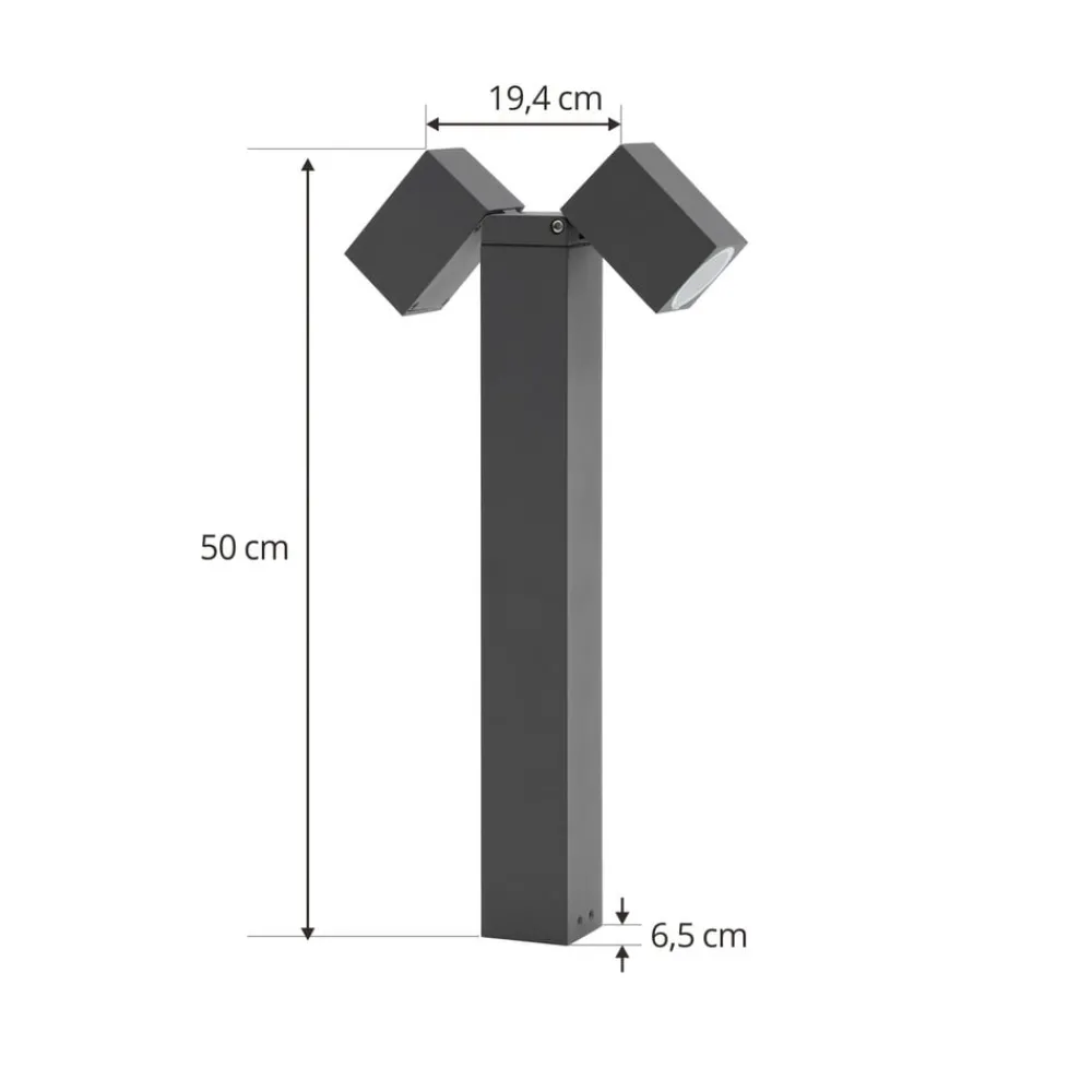 Lindby Terrassebelysning|Sokkellamper > sokkellampe Othil, 2 lyskilder, 50 cm, antracit, metal